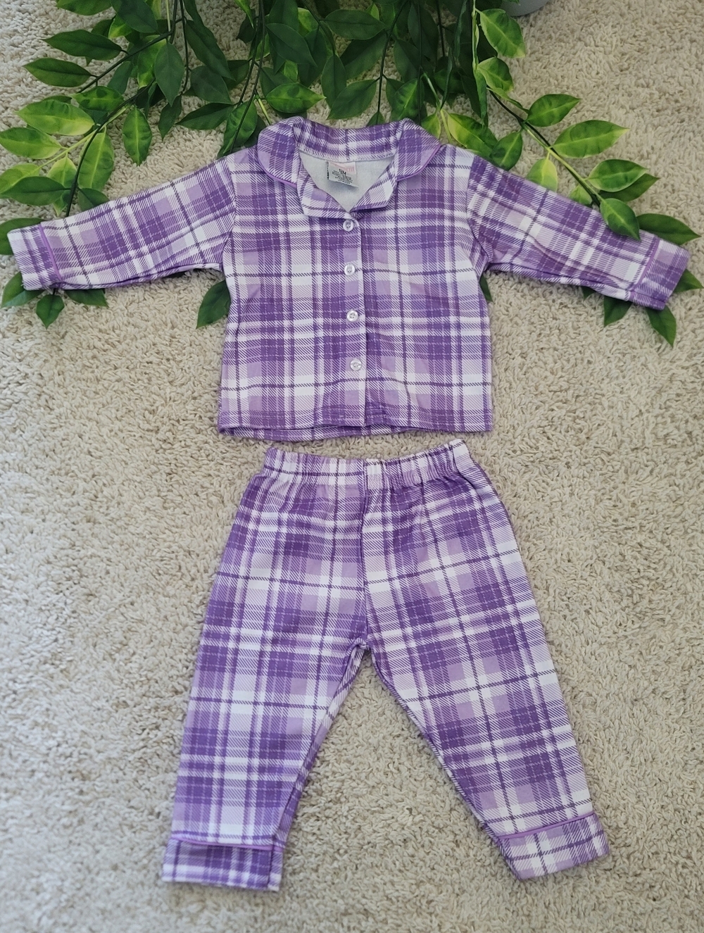 Baby Girl Purple Plaid Pajamas (9-12 Months)